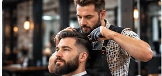 Barber cutting a client's hair