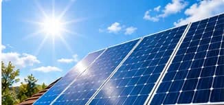 Solar panels installed on a rooftop under a sunny sky
